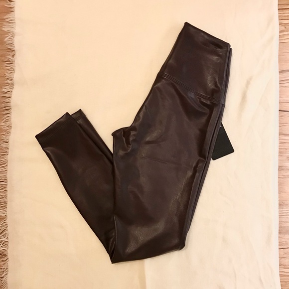 Dark Cherry Leatherette Leggings - Picture 3 of 9